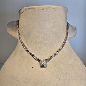 David Yurman 18K Gold & Sterling Silver Pave Diamond Pendant Box Chain Necklace